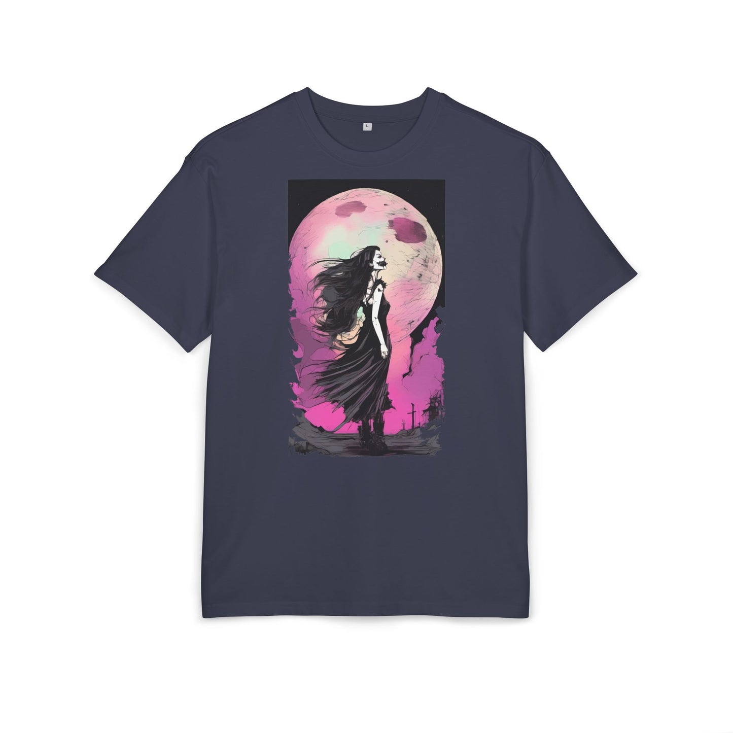 Unisex Heavy Oversize Tee with Moonlit Design, Graphic Tee for Night Lovers, Alternative Fashion, Halloween Shirt, Gift for Her