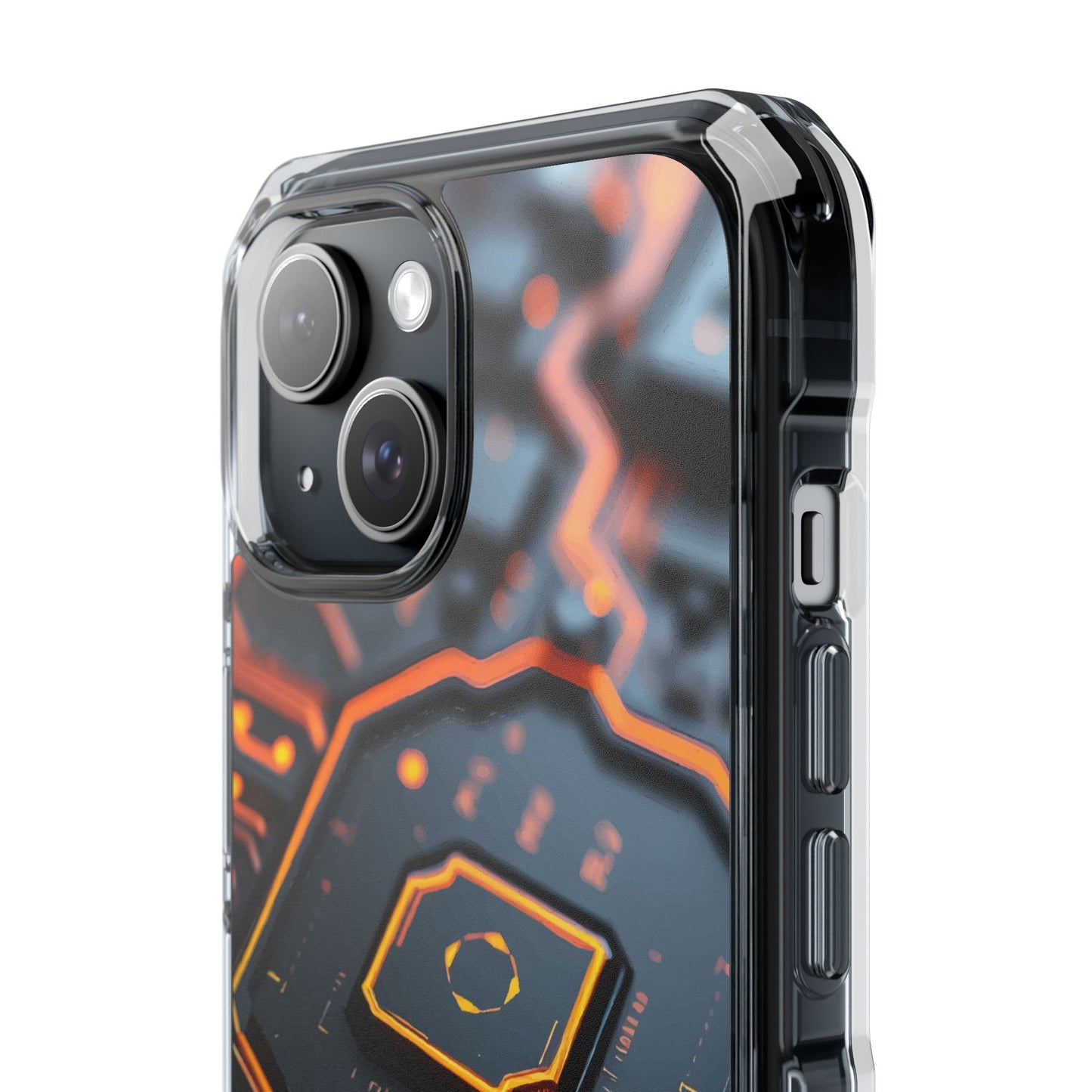 Futuristic Magnetic Phone Case, Clear Impact Case, Stylish Tech Accessory, Gifts for Tech Enthusiasts, Unique Phone Cover