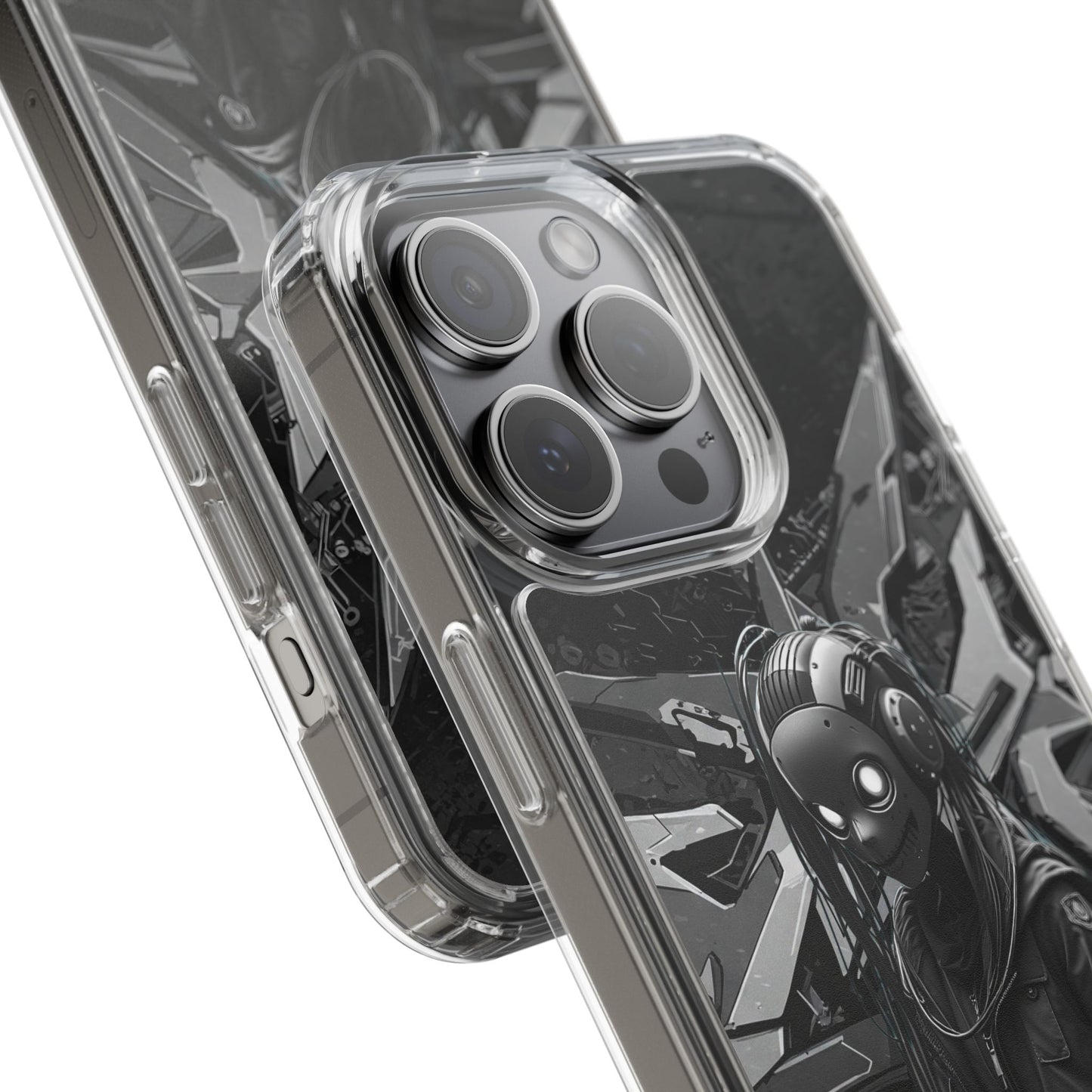Anime-Inspired Clear Phone Case - Edgy Streetwear Style
