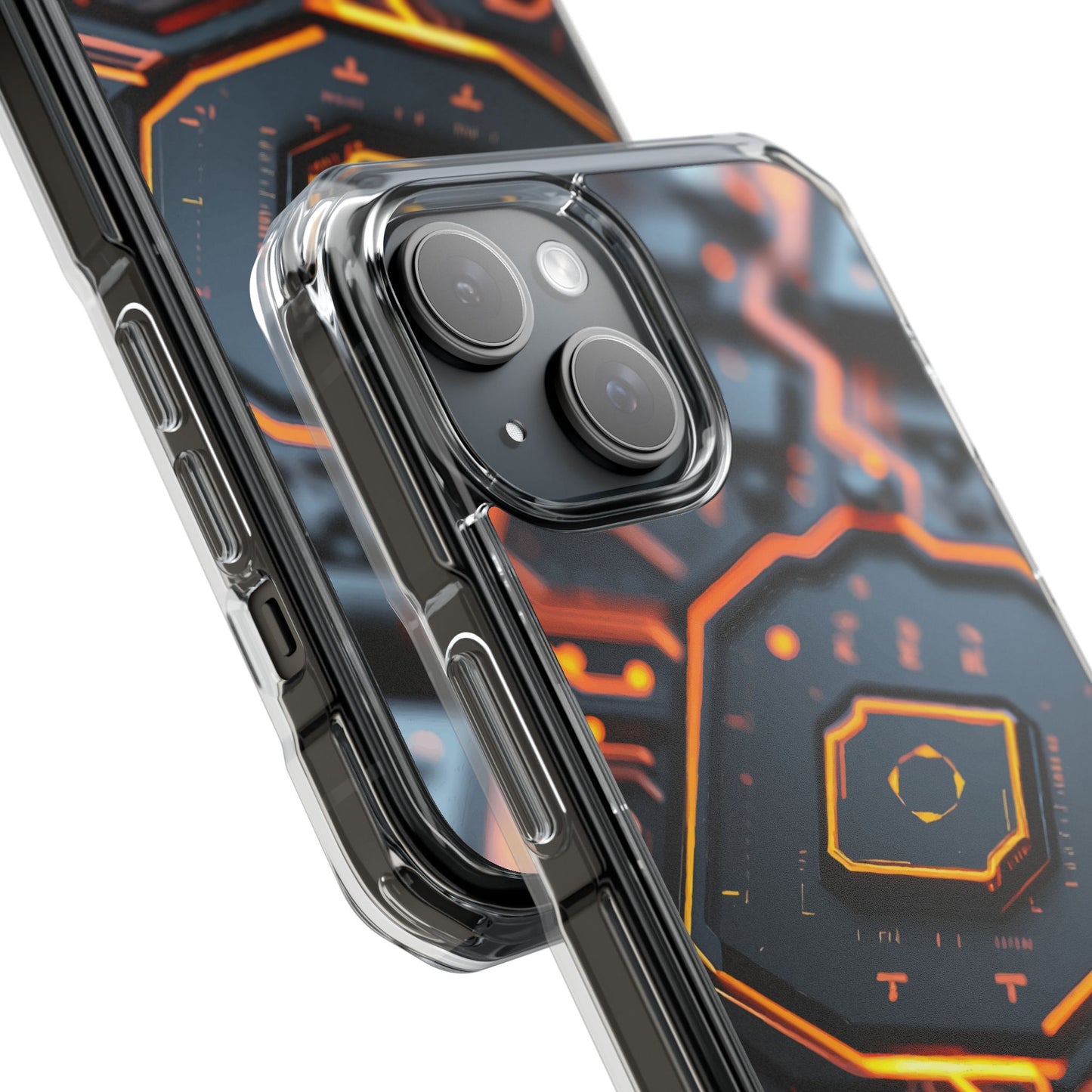 Futuristic Magnetic Phone Case, Clear Impact Case, Stylish Tech Accessory, Gifts for Tech Enthusiasts, Unique Phone Cover