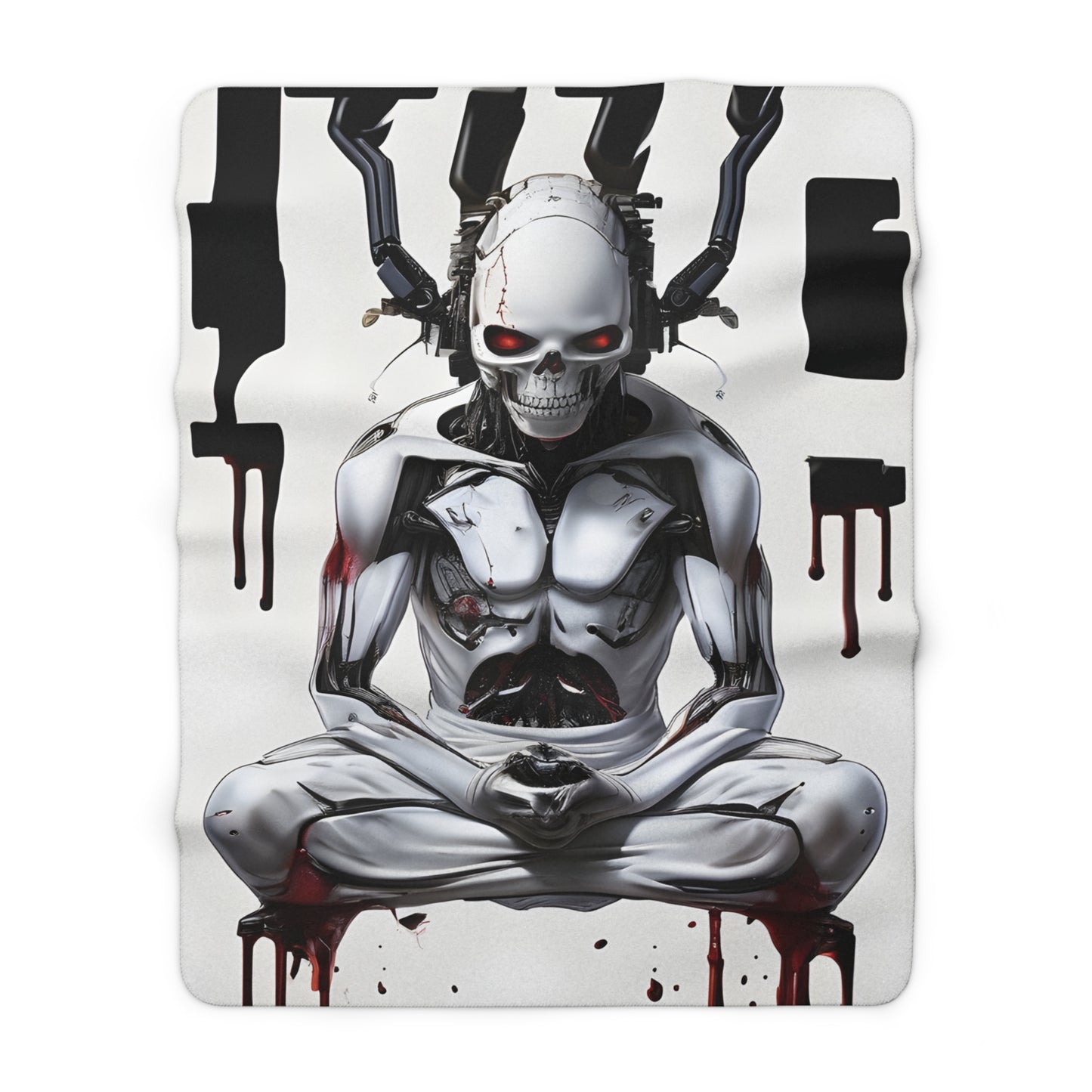 Sherpa Fleece Blanket with Futuristic Cyber Design