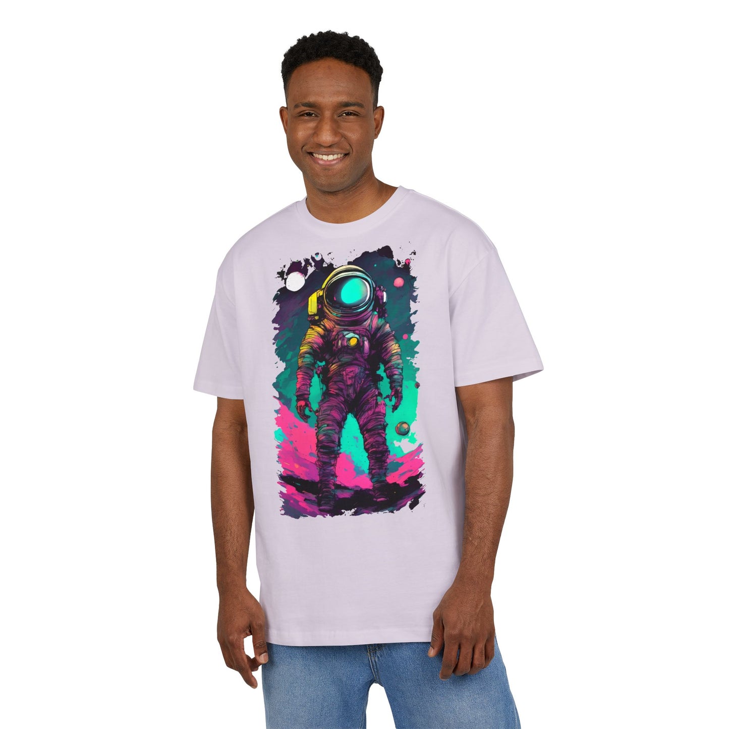 Cosmic Astronaut Tee, Unisex Oversize Tee, Space Graphic Shirt, Retro Astronaut T-Shirt, Gift for Space Lovers, Unique Graphic Tee