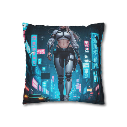 Futuristic Cyberpunk Pillowcase, Cozy Home Decor, Modern Sofa Cushion, Unique Gift for Gamers, Bedroom Accent