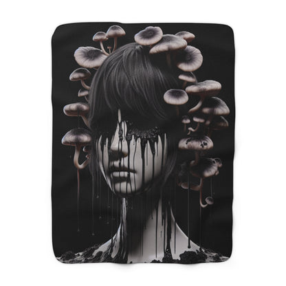 Mystical Mushroom Sherpa Fleece Blanket - Cozy & Artistic
