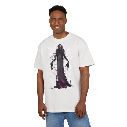 Eerie Spirit Unisex Heavy Oversize Tee, Halloween Costume T-Shirt, Casual Graphic Shirt, Gothic Tee, Spooky Art Apparel