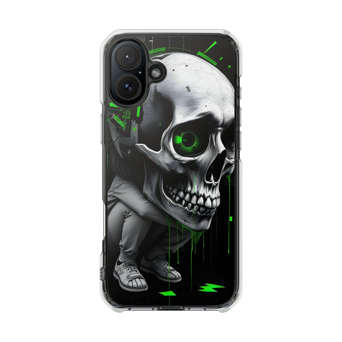 Edgy Skull Phone Case - Magnetic Clear Impact Cases, Unique Phone Cover, Goth Accessory, Halloween Gift, Stylish Tech Protection