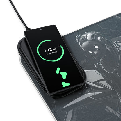 LED Gaming Mouse Pad with Wireless Charging - Cyberpunk Design, Perfect for Gamers