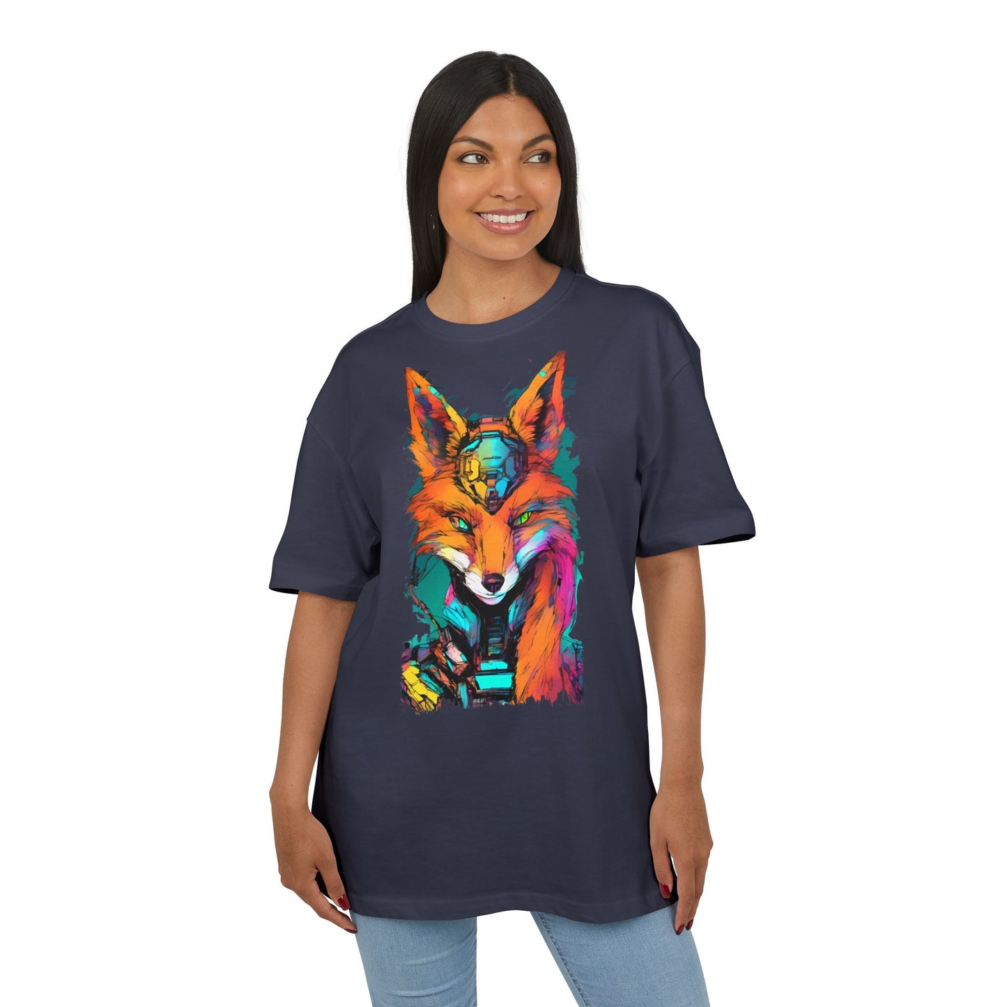 Vibrant Fox Graphic Oversized Tee, Unisex Streetwear Shirt, Unique Gift for Animal Lovers, Casual Wear, Colorful Art Tee