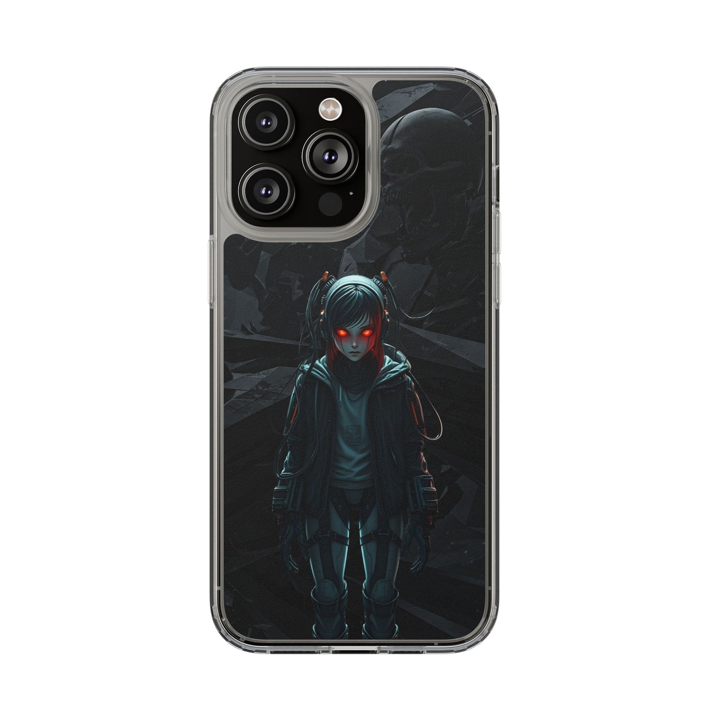 Futuristic Clear Phone Case with Cyberpunk Design - Edgy and Stylish