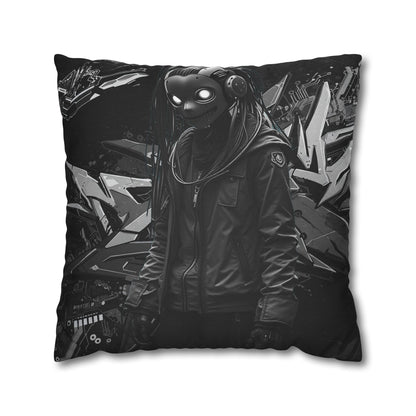 Edgy Cyberpunk Square Pillowcase - Modern Decor for Gaming Enthusiasts