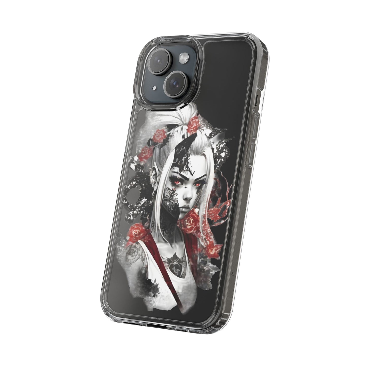 Artistic Clear Phone Case with Floral Design