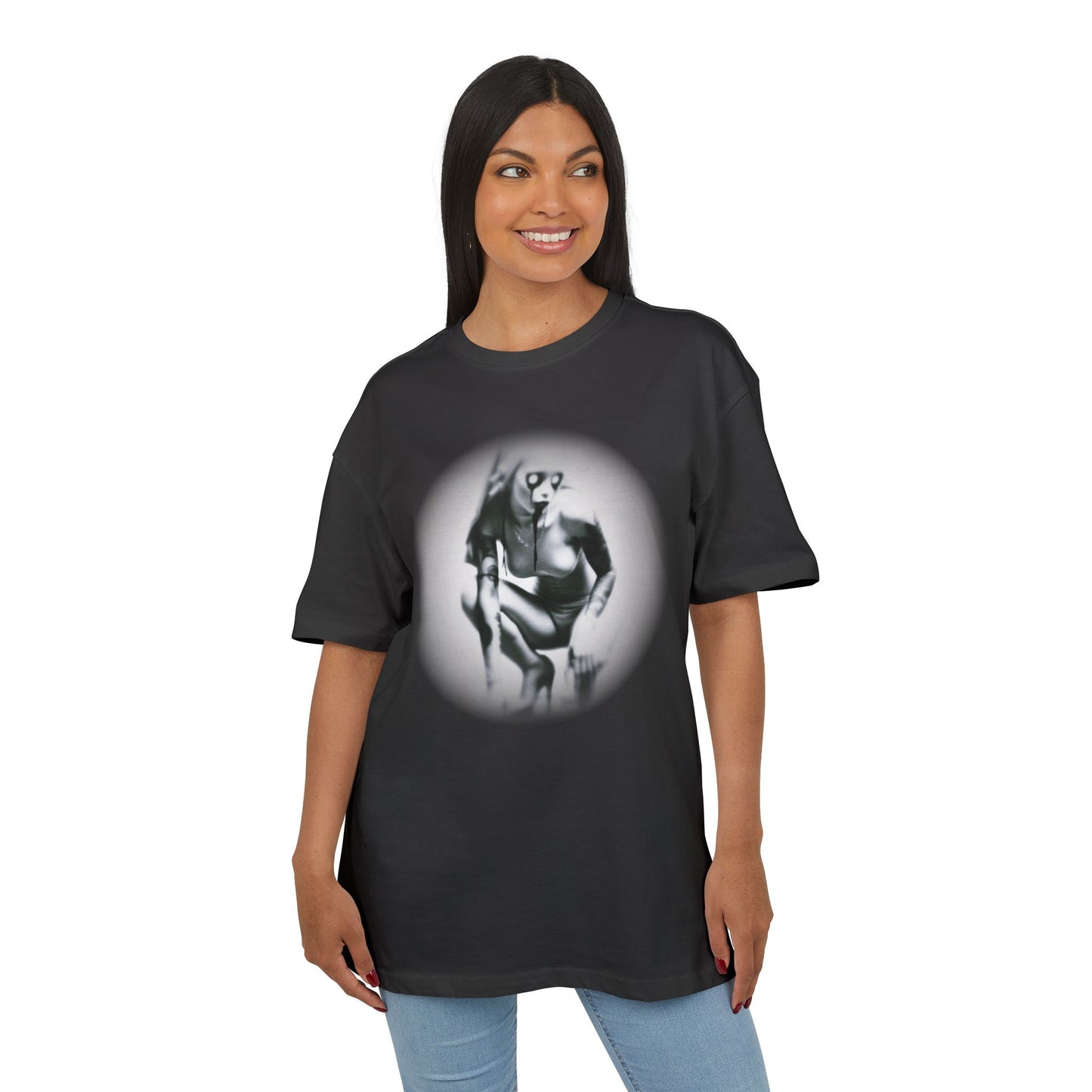Stylish Unisex Heavy Oversize Tee with Artistic Graphic - Horror Design