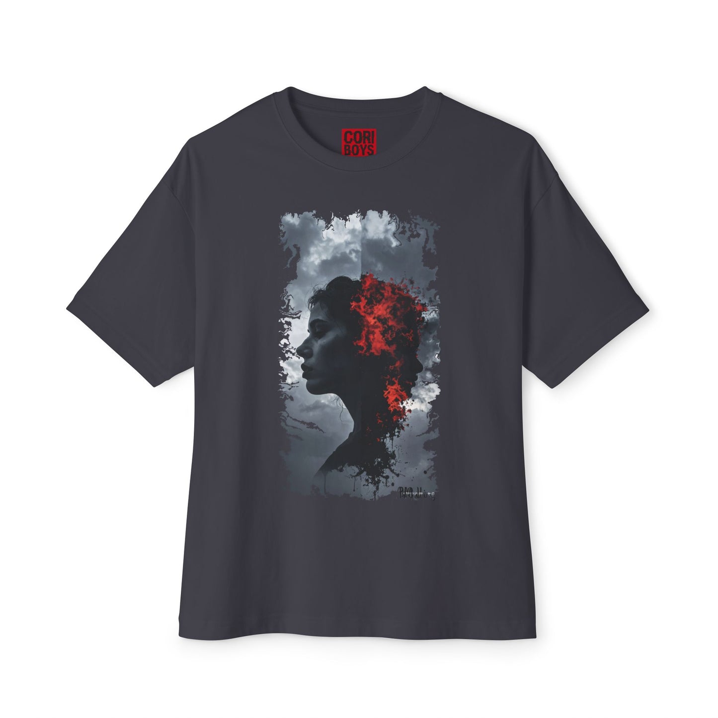 Stylish Oversized Boxy Tee with Artistic Profile Design, Casual Streetwear, Graphic T-shirt, Gift for Art Lovers, Everyday Comfort