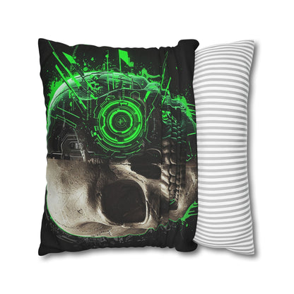 Futuristic Skull Pillowcase | Gothic Decor, Cyberpunk Home Accessories, Unique Gift, Halloween Decor, Throw Pillow