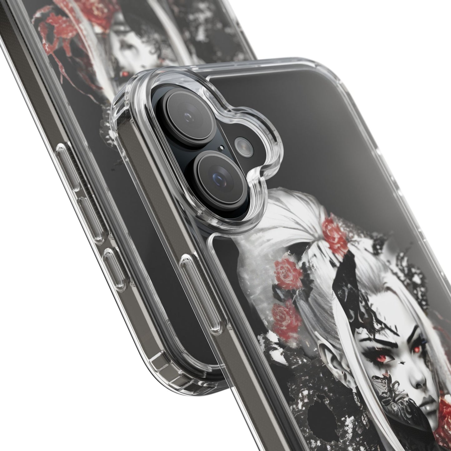 Artistic Clear Phone Case with Floral Design