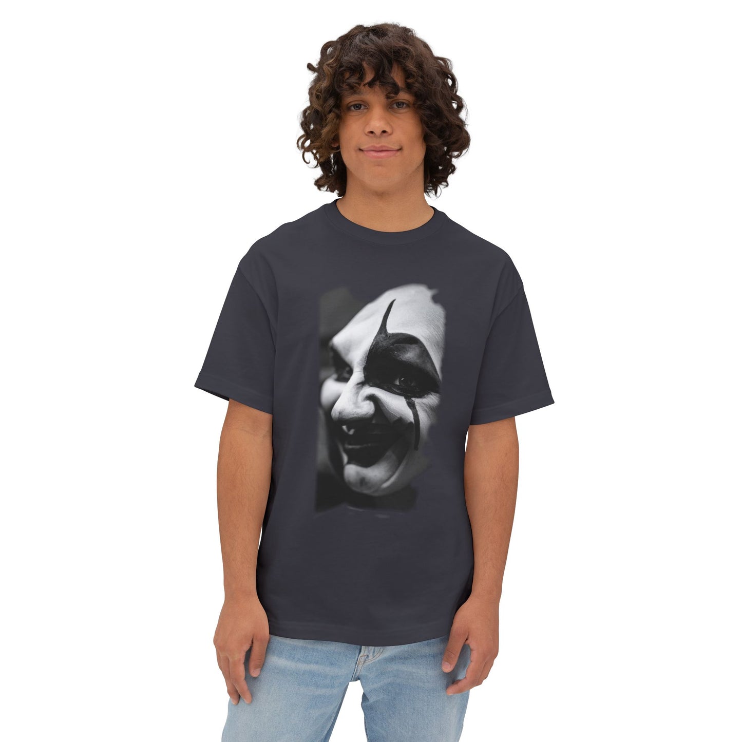 Spooky Emoji Boxy Tee | Oversized T-Shirt, Halloween Apparel, Casual Wear, Unique Graphic Design, Unisex T-Shirt