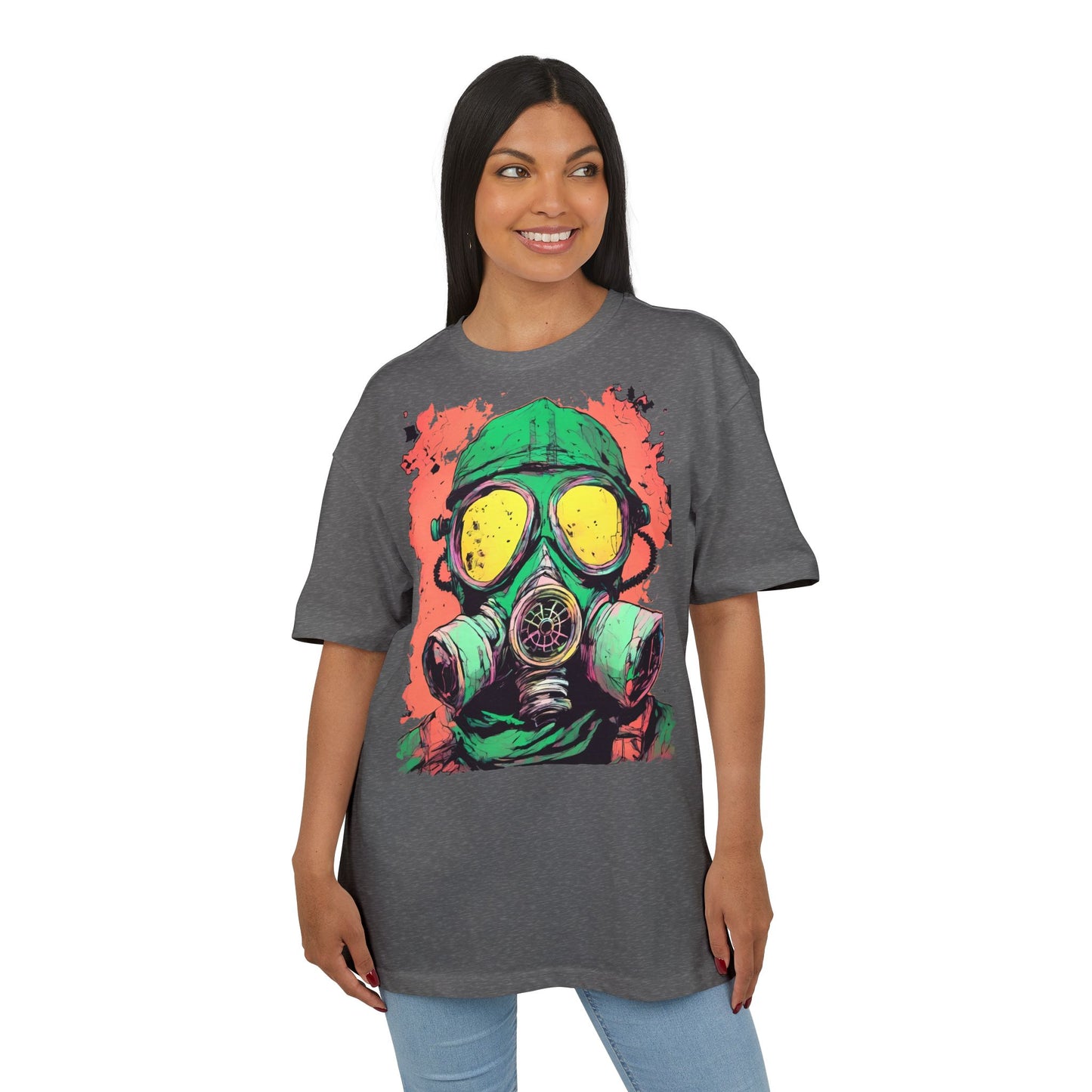 Retro Gas Mask Unisex Heavy Oversize Tee, Streetwear T-Shirt, Unique Graphic Tee, Festival Fashion, Cool Casual Wear