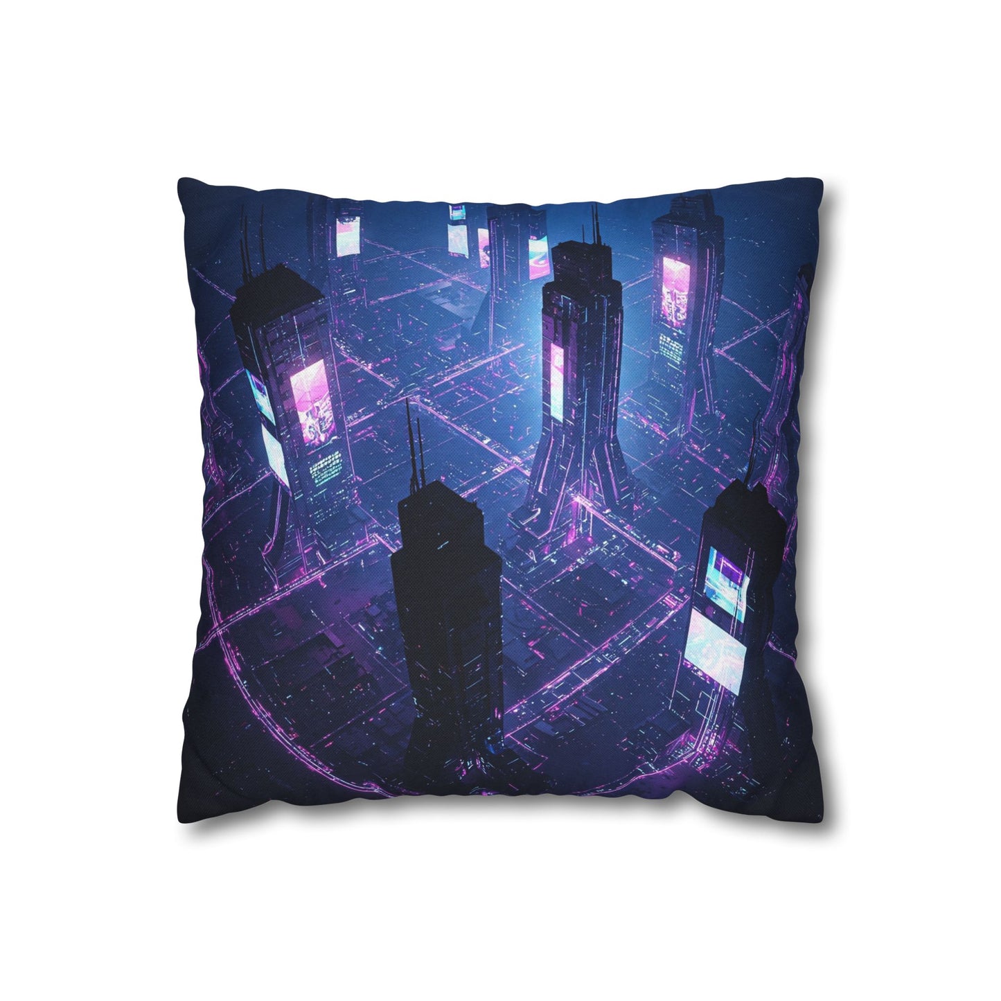 Futuristic Cityscape Pillowcase, Home Decor, Throw Pillow Cover, Gift for Gamers, Cyberpunk Vibe, Modern Bedroom Accent