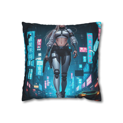Futuristic Cyberpunk Pillowcase, Cozy Home Decor, Modern Sofa Cushion, Unique Gift for Gamers, Bedroom Accent