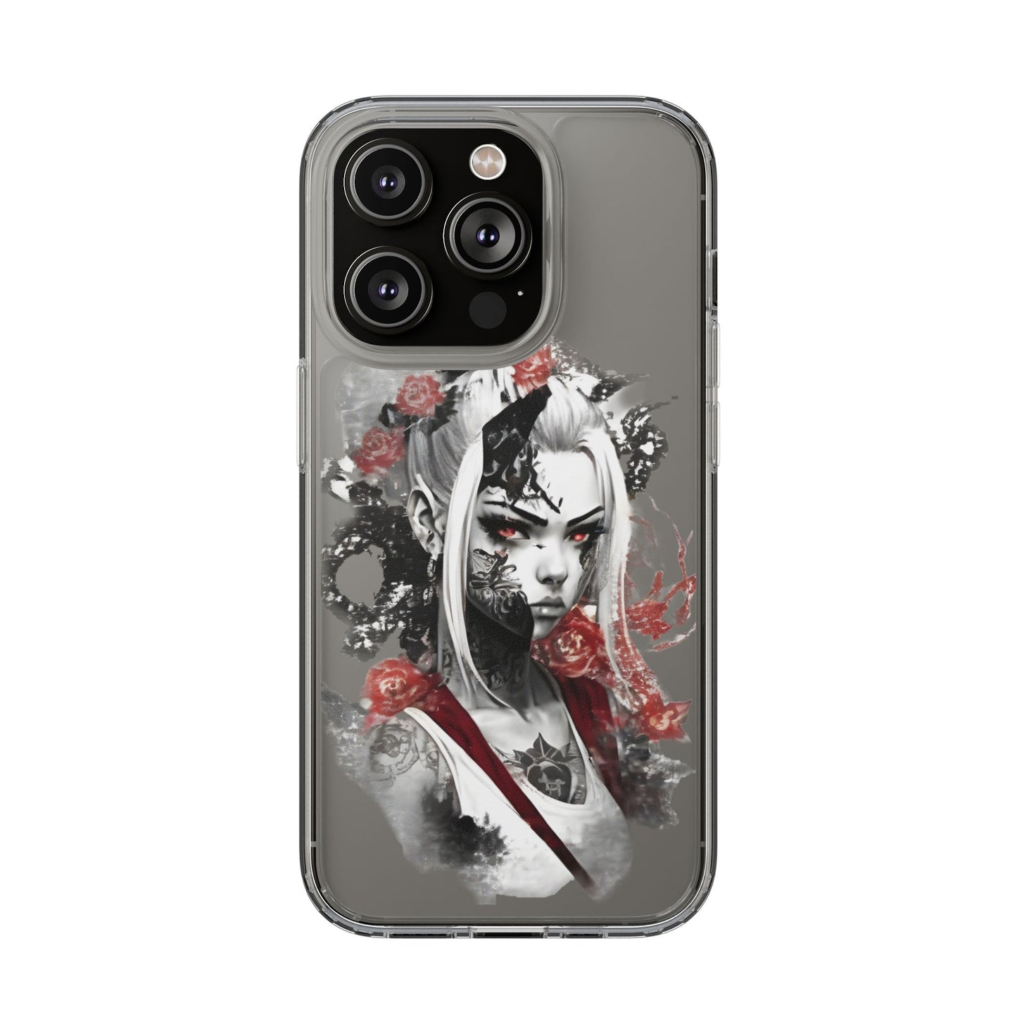 Artistic Clear Phone Case with Floral Design