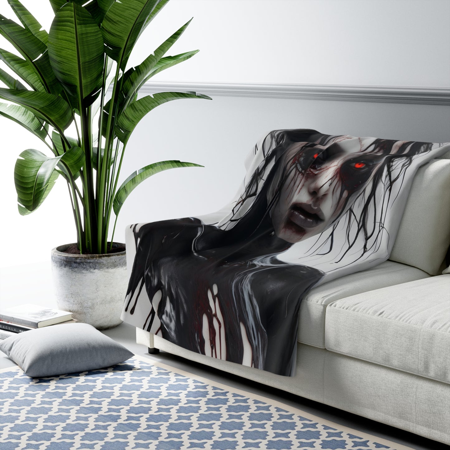 Sherpa Fleece Blanket with Dark Horror Design
