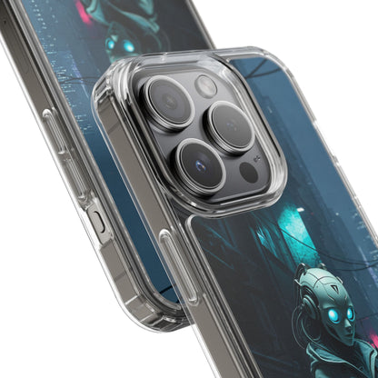 Futuristic Clear Phone Case with Neon City Design