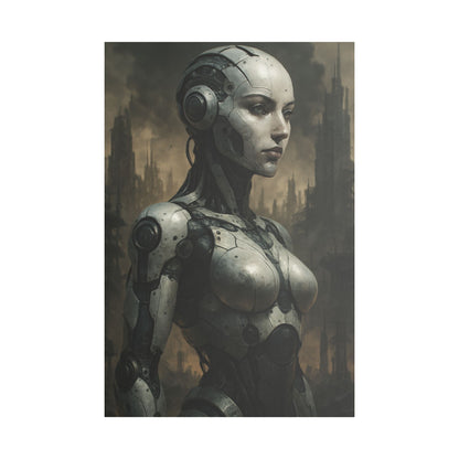 Futuristic Robot Canvas Art, Stretched Painting, Wall Decor for Tech Lovers, Sci-Fi Home Office, Unique Gift Idea, AI Artwork