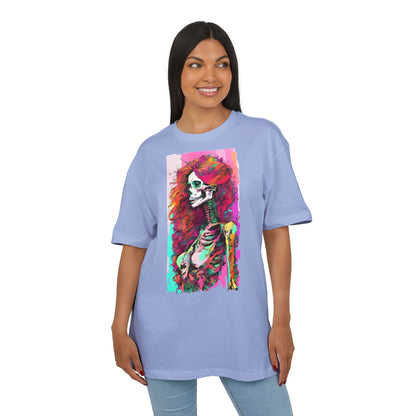Vibrant Skeleton Art Unisex Heavy Oversize Tee, Halloween Shirt, Statement Tee, Graphic Tee, Casual Wear, Gift