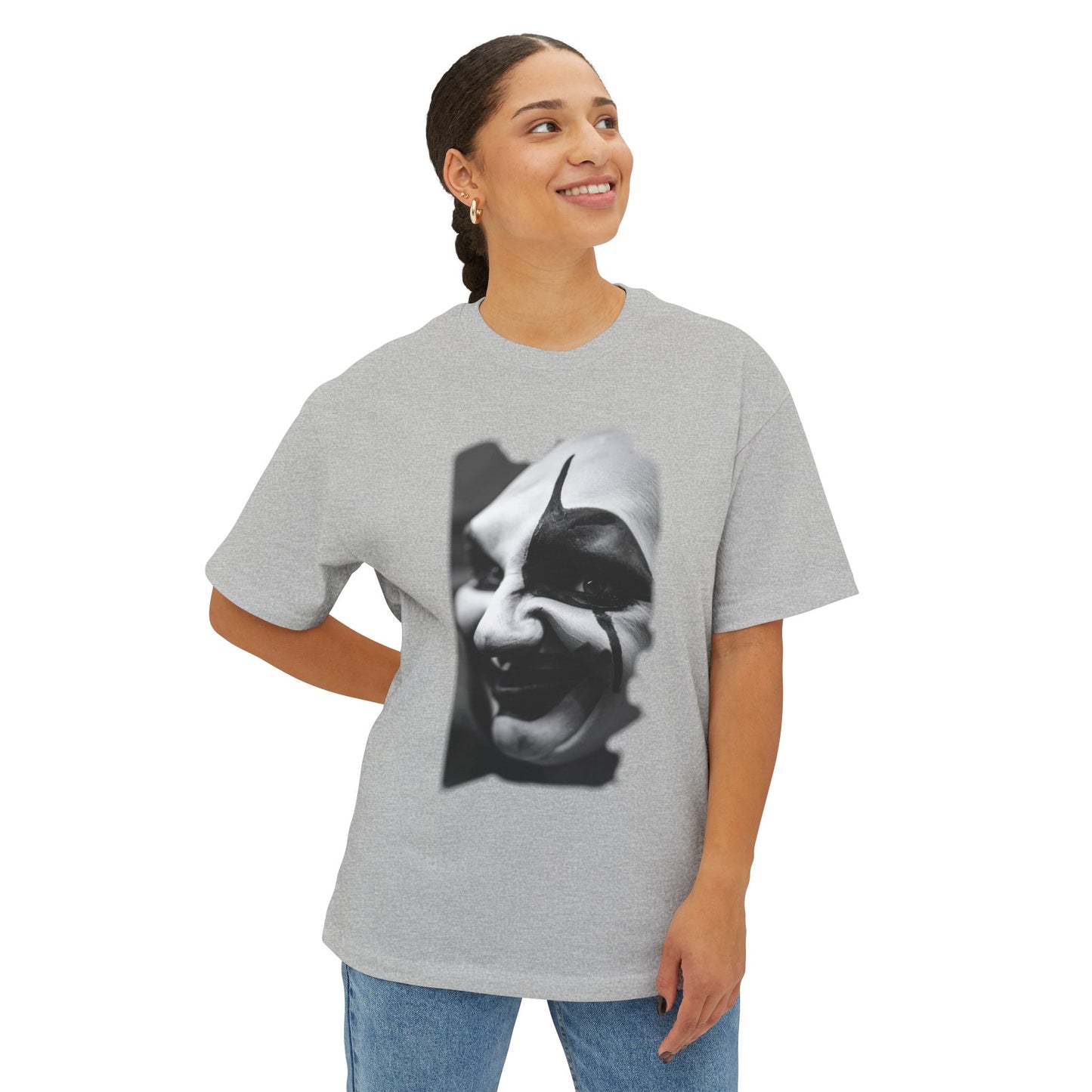 Spooky Emoji Boxy Tee | Oversized T-Shirt, Halloween Apparel, Casual Wear, Unique Graphic Design, Unisex T-Shirt
