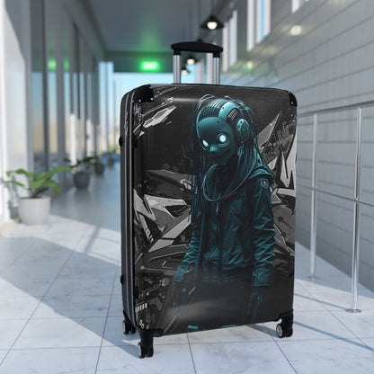 Stylish Travel Suitcase with Dystopian Design - Perfect for Adventurers