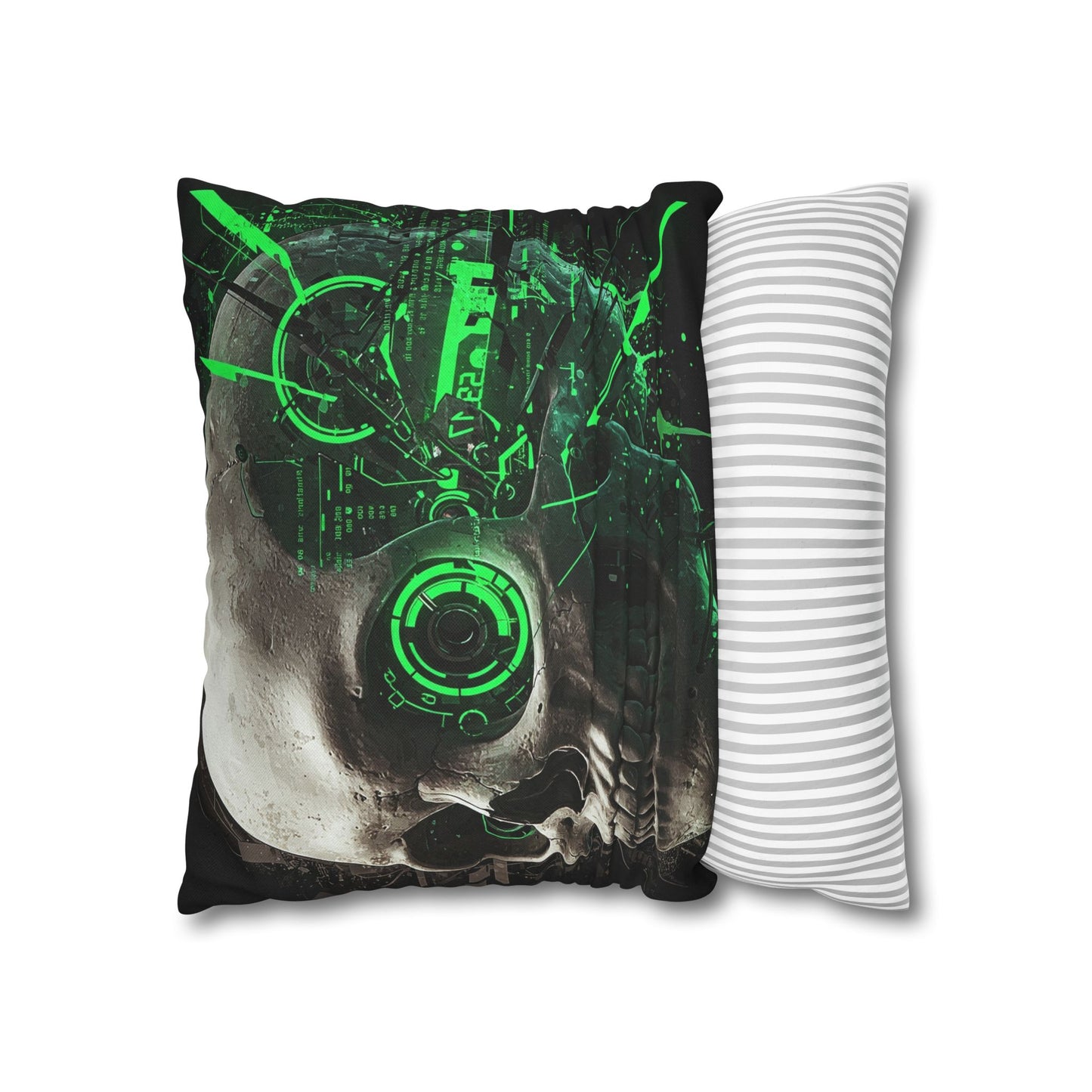 Futuristic Skull Pillowcase - Edgy Home Decor, Gothic Accessories, Cyberpunk Living Room, Halloween Decorations, Unique Gift Idea