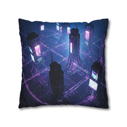 Futuristic Cityscape Pillowcase, Home Decor, Throw Pillow Cover, Gift for Gamers, Cyberpunk Vibe, Modern Bedroom Accent