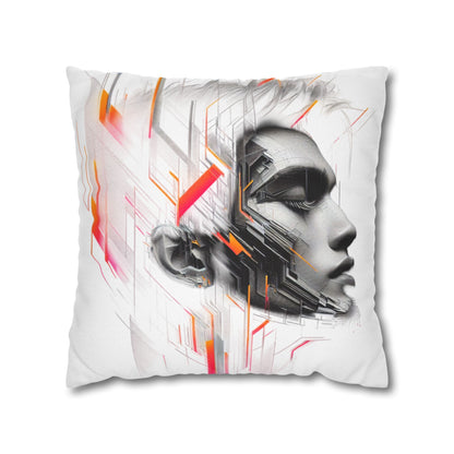 Futuristic Art Pillowcase - Modern Home Decor, Geometric Throw Pillow, Gift for Tech Lovers, Contemporary Accent Cushion