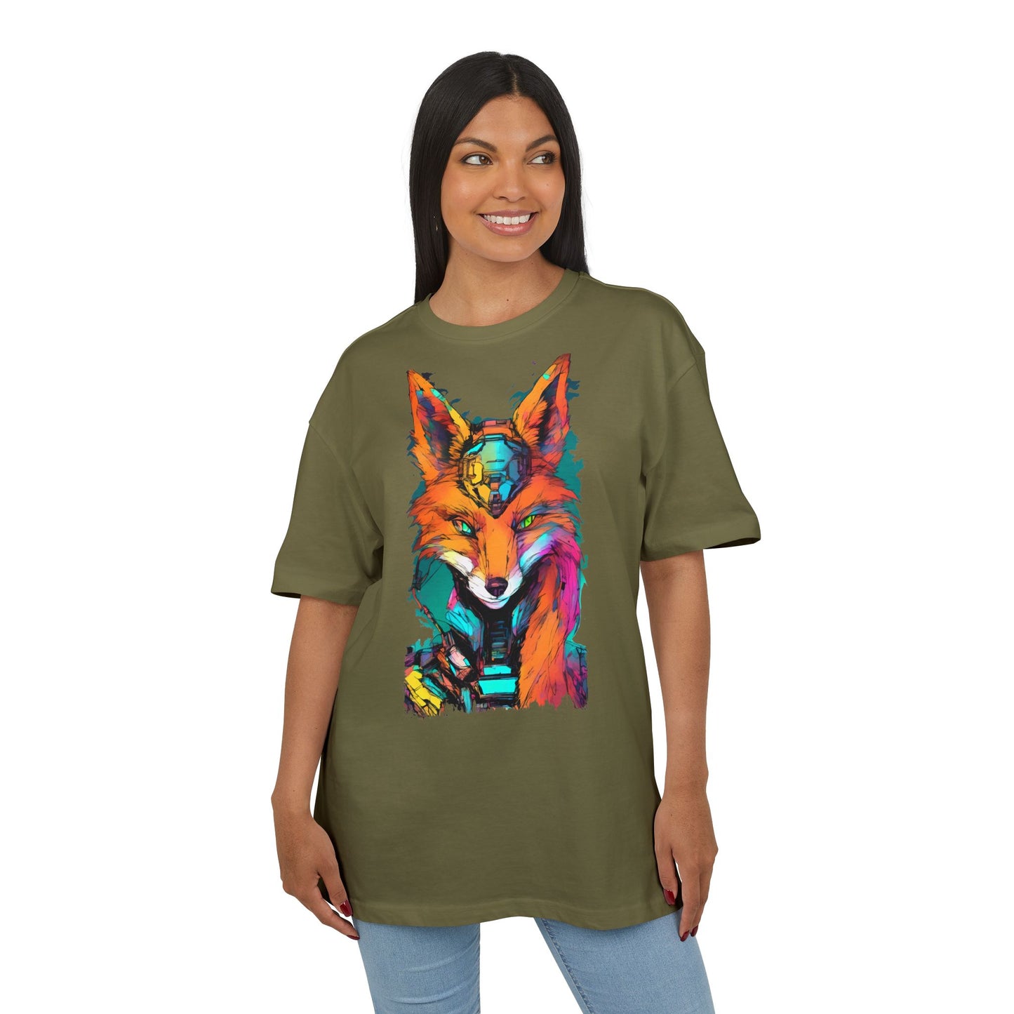 Vibrant Fox Graphic Oversized Tee, Unisex Streetwear Shirt, Unique Gift for Animal Lovers, Casual Wear, Colorful Art Tee
