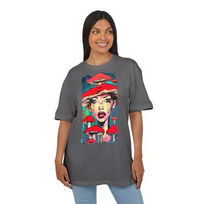 Colorful Art Tee, Unisex Heavy Oversize Tee with Mushroom Design, Casual Wear, Graphic Shirt, Gift for Art Lovers, Streetwear Style