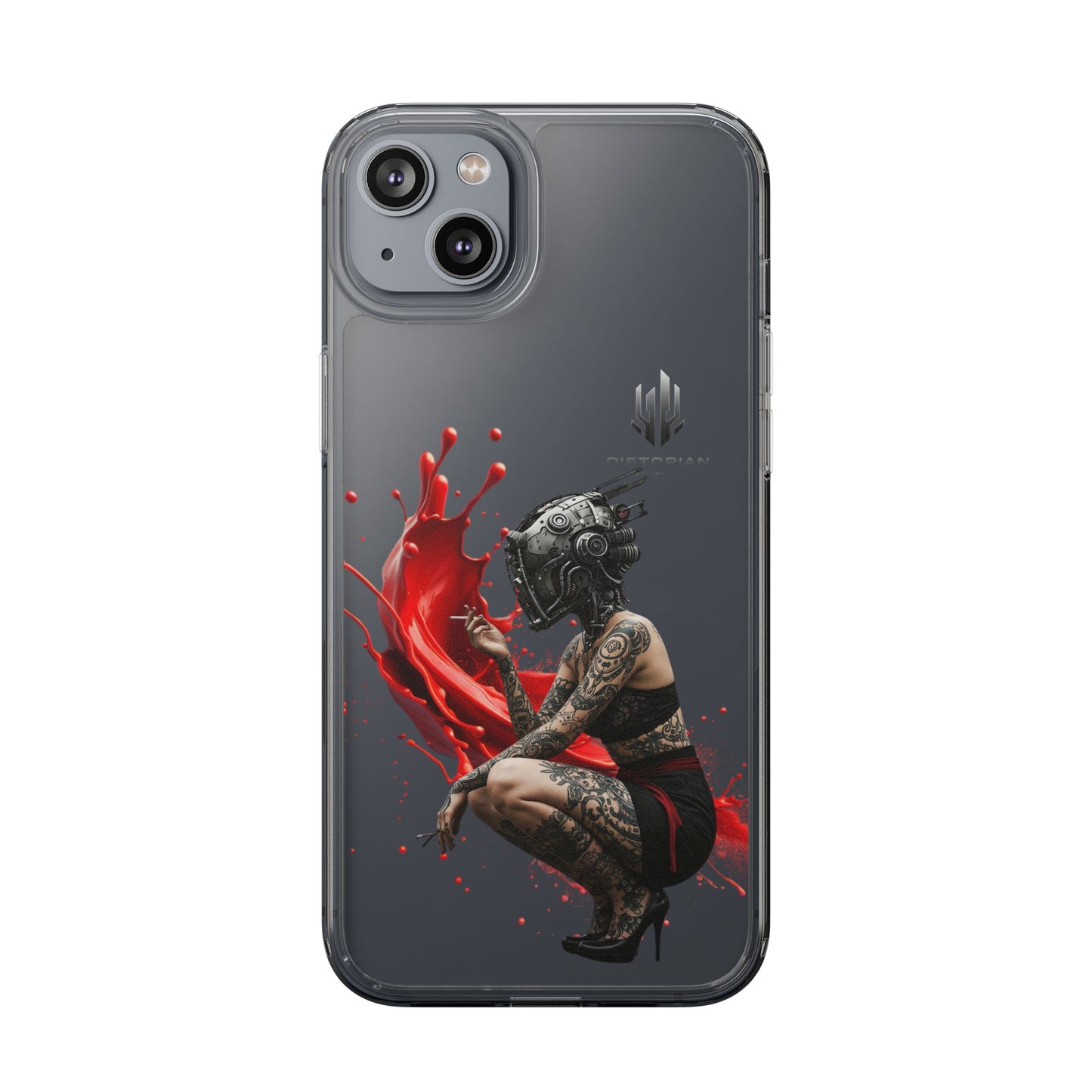 Dystopian Art Clear Phone Case - Futuristic Style with Bold Design