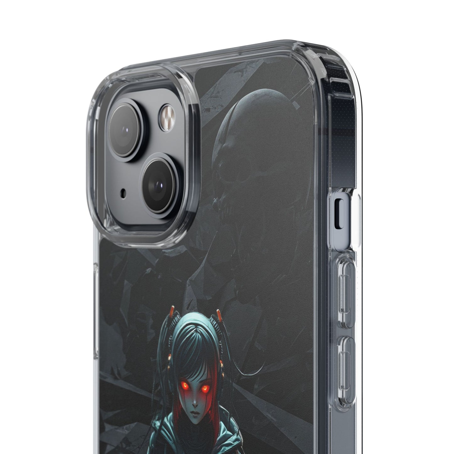 Futuristic Clear Phone Case with Cyberpunk Design - Edgy and Stylish