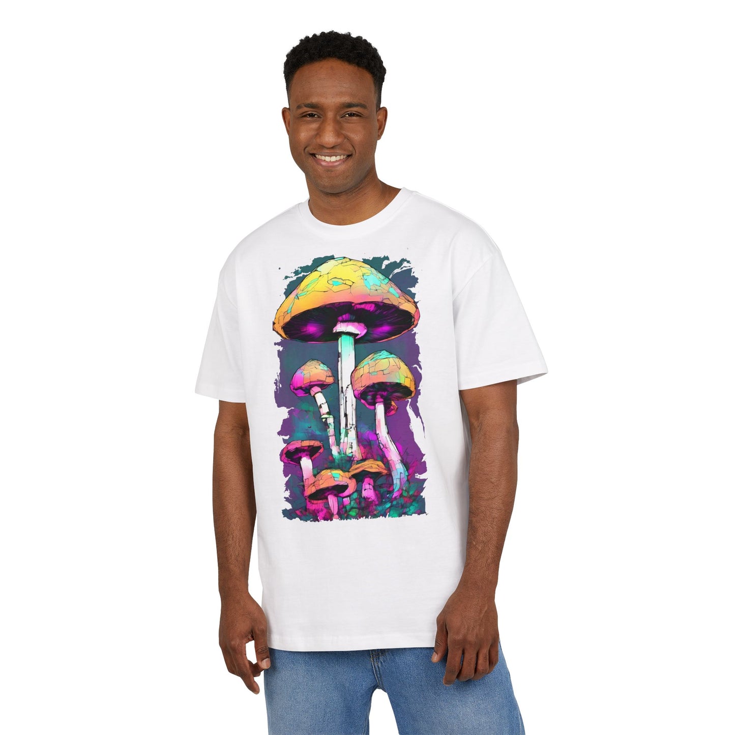 Trippy Mushroom Unisex Oversize Tee | Psychedelic Art Shirt, Retro Graphic Tee, Festival Wear, Gift for Nature Lovers, Streetwear