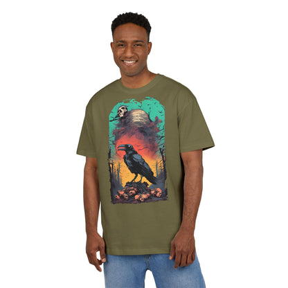 Mystical Raven Oversize Tee: Boho Style, Unisex Graphic T-Shirt for Nature Lovers, Festival Wear, Halloween, Gift Ideas