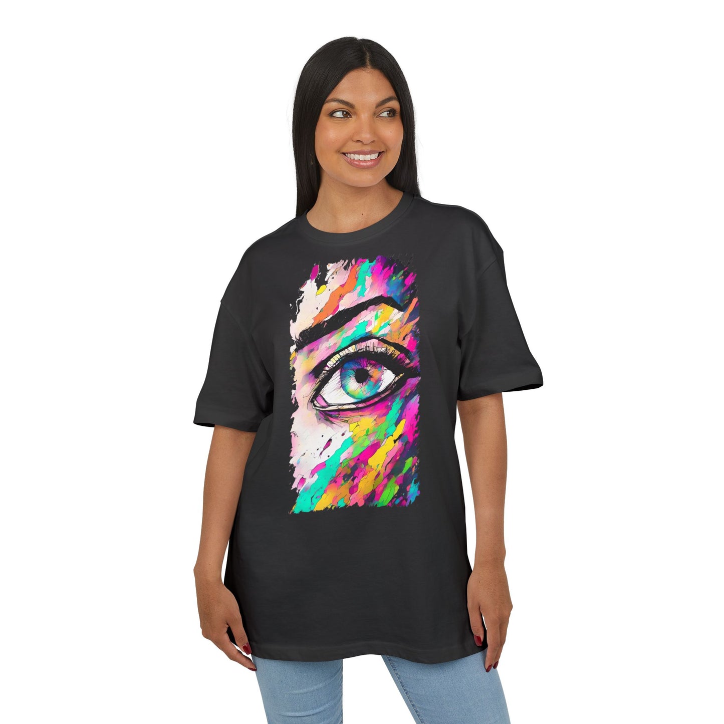 Colorful Eye Graphic Unisex Heavy Oversize Tee, Artistic T-Shirt, Casual Wear, Gift for Art Lovers, Streetwear Trends, Vibrant Style