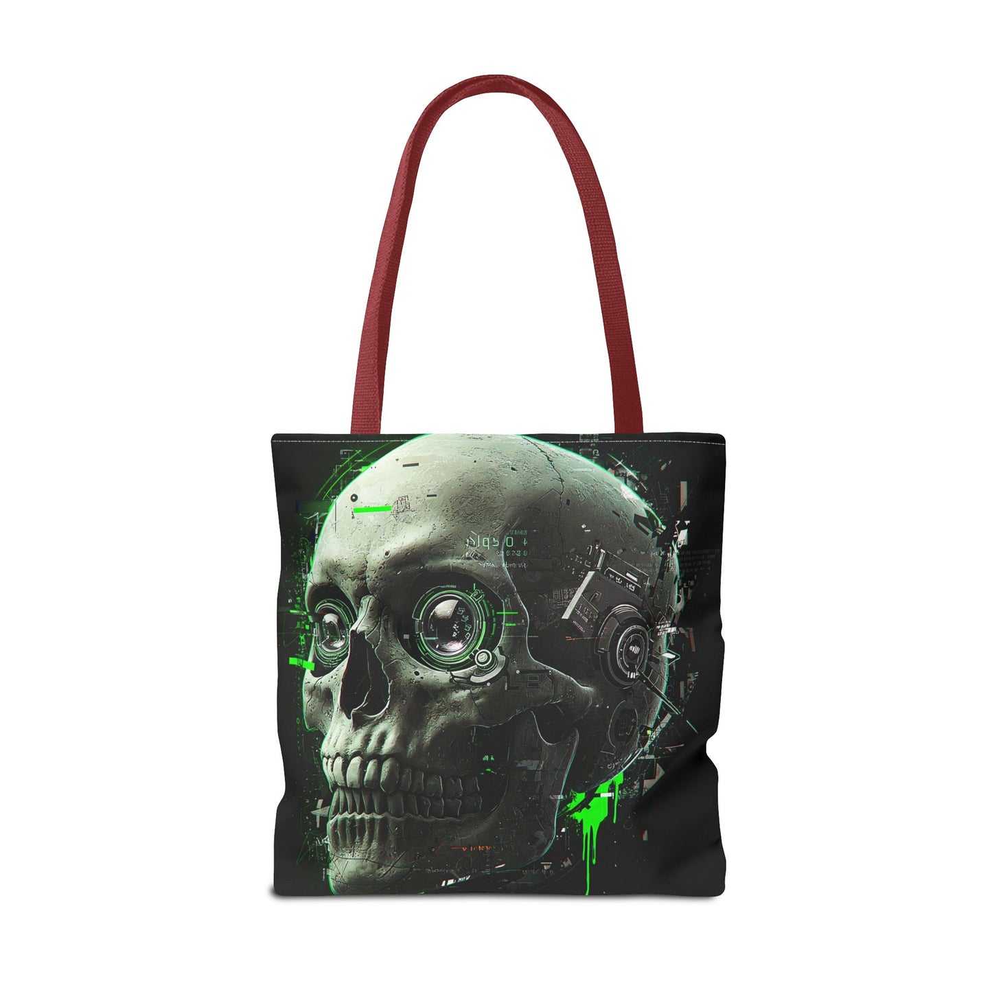 Futuristic Skull Tote Bag, Eco-Friendly Shopping Bag, Graphic Tote, Halloween Gift, Unique Art Bag, Stylish Carryall, Gift for Nerds