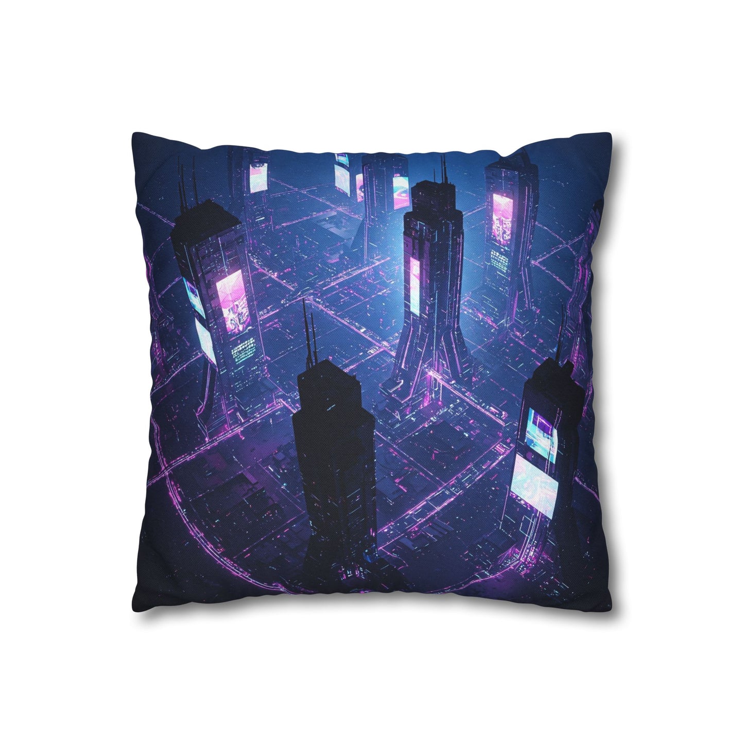 Futuristic Cityscape Pillowcase, Home Decor, Throw Pillow Cover, Gift for Gamers, Cyberpunk Vibe, Modern Bedroom Accent