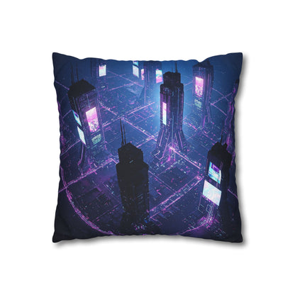 Futuristic Cityscape Pillowcase, Home Decor, Throw Pillow Cover, Gift for Gamers, Cyberpunk Vibe, Modern Bedroom Accent