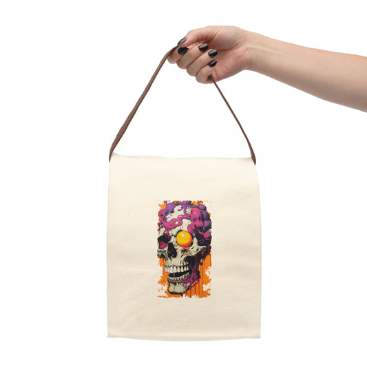 Skull Art Canvas Lunch Bag, Eco-Friendly Snack Bag, Hipster Lunch Tote, Unique School Bag, Gift for Him, Lunch Essentials