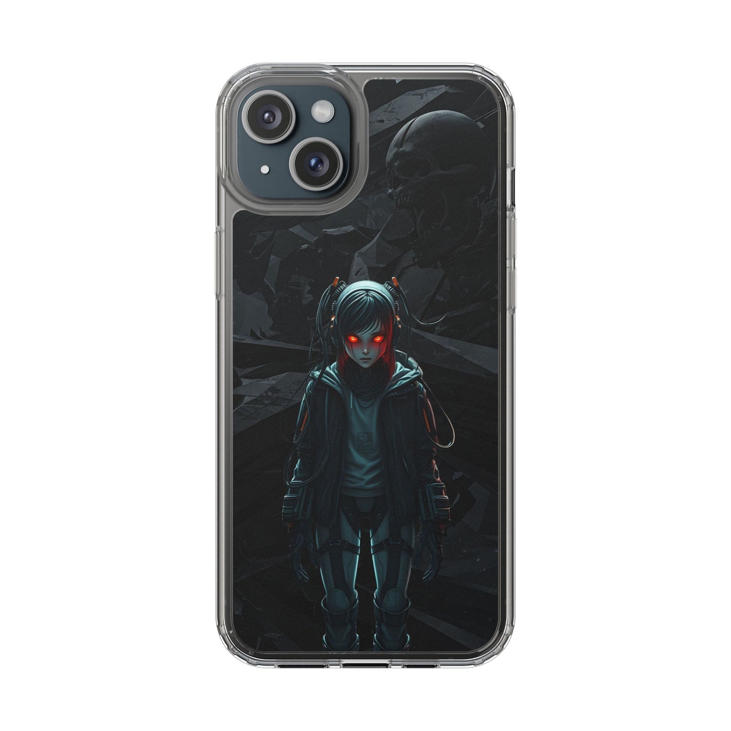 Futuristic Clear Phone Case with Cyberpunk Design - Edgy and Stylish