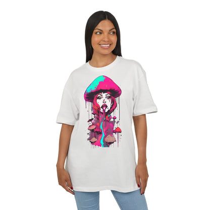 Vibrant Mushroom Art Unisex Heavy Oversize Tee, Funky T-Shirt, Artistic Casual Wear, Gift for Art Lovers, Unique Streetwear