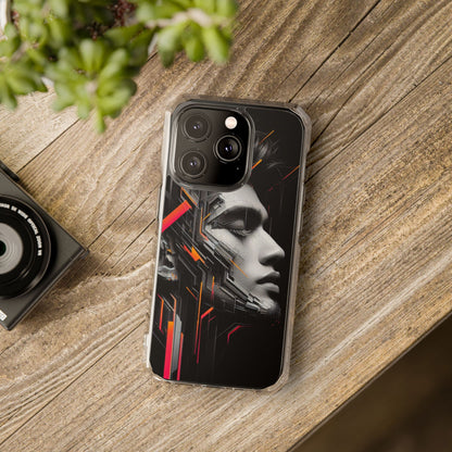 Magnetic Clear Impact Cases with Abstract Graphic, Stylish Phone Protection, Modern Gift for Tech Lovers, Unique Case