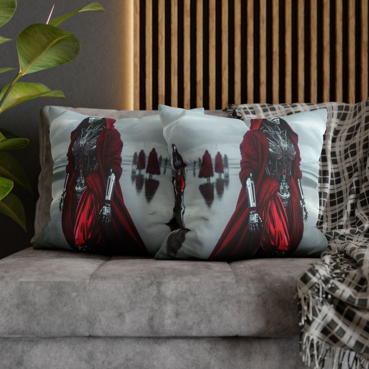 Futuristic Robot Art Pillowcase, Decorative Cushion Cover, Modern Home Decor, Gift for Sci-Fi Lovers, Unique Throw Pillow