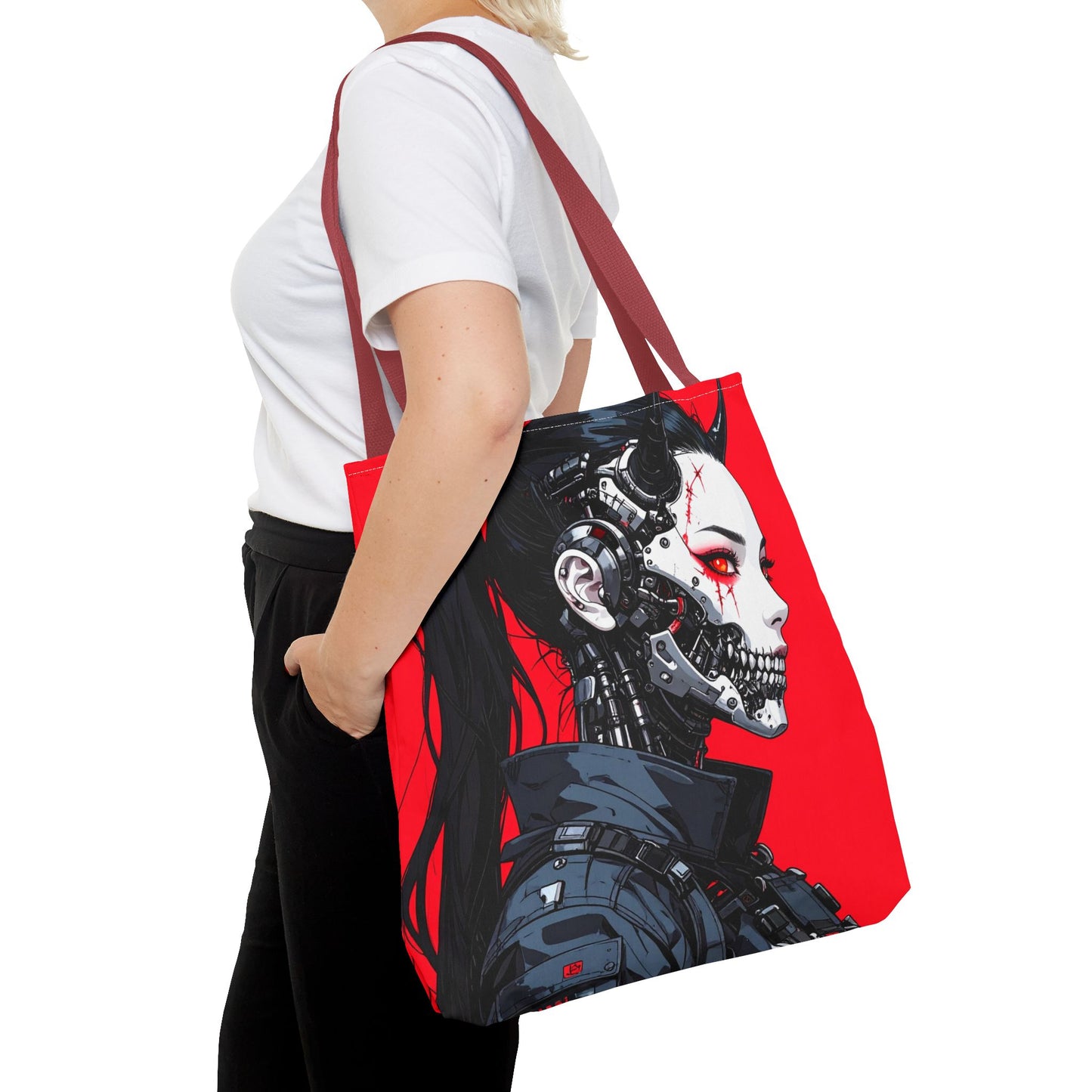 Edgy Graphic Tote Bag, Cyberpunk Artwork, Fashionable Tote, Unique Gift, Eco-Friendly Bag, Everyday Use