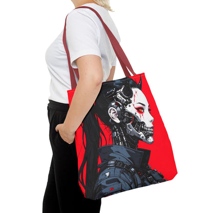 Edgy Graphic Tote Bag, Cyberpunk Artwork, Fashionable Tote, Unique Gift, Eco-Friendly Bag, Everyday Use